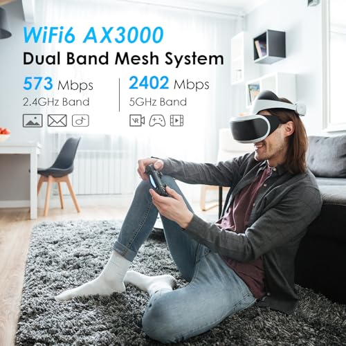 WAVLINK AX3000 WN551X1 Dual-Band WiFi 6 Router 3.0 Gbps Max Data Transfer Rate 4800 Sq Ft Coverage Internal Antenna