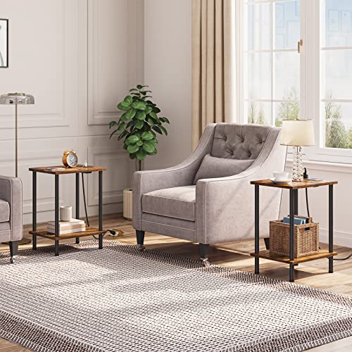HOOBRO 15L x 11W x 21.7H BF09UBZP201 Set of 2 Nightstands with 2 Shelves