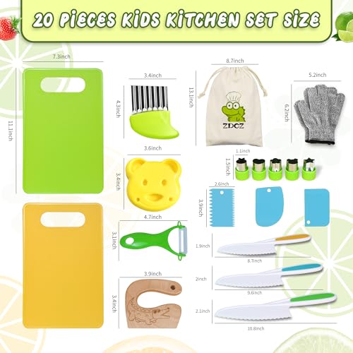 ZDCZ Child-Size ZDCZ KIDS KITCHEN SET 20 PCS Kitchen Set - Safe Cooking Tools for Ages 48-144 Months