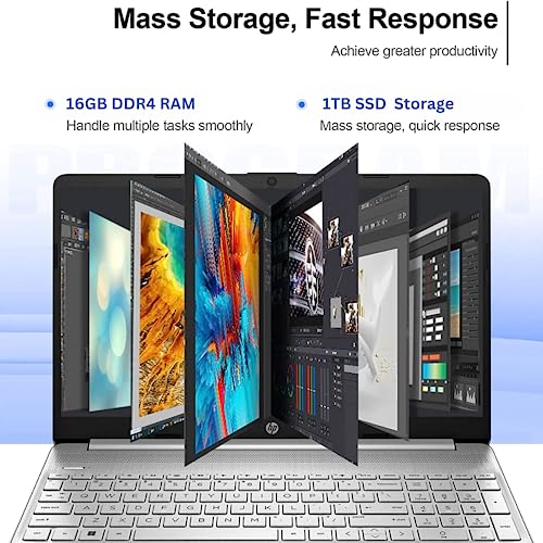 HP 15.6" HD 1366x768 Touchscreen Laptop, Intel Core i3-1115G4, 16GB RAM, 1TB SSD, HDMI, Windows 11 Home, Silver