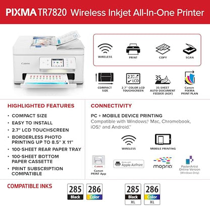Canon PIXMA TR7820 8.5 x 11 inch Inkjet Printer 1200 x 1200 dpi Color