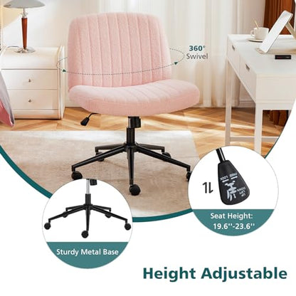 OLIXIS Criss Cross Chair 7262V2-TDPK Ergonomic Indoor Wide Seat Adjustable Rolling Armless Soft Fabric