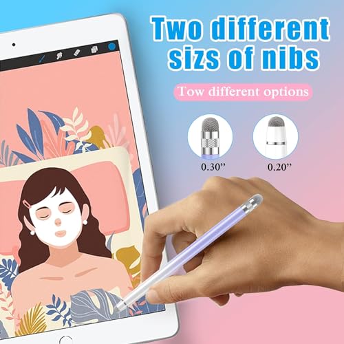 Bopomofo 2 Count Stylus Pen for Touch Screen Devices, Alloy Body, White Pink/White Purple