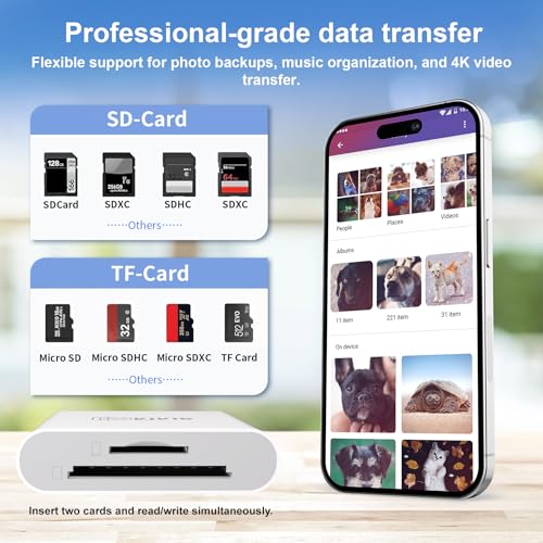 VIVID TECH 3.5" x 1.2" x 0.5" SD+microSD(TF) US Reader Dual Card Slots High Speed Transfer USB Type C Reader