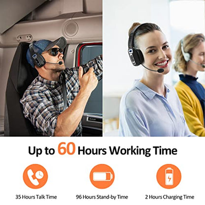 LEVN LE-HS012 Basic Bluetooth Headset Wireless On Ear 65 Hours Battery Life Environmental Noise Cancelling