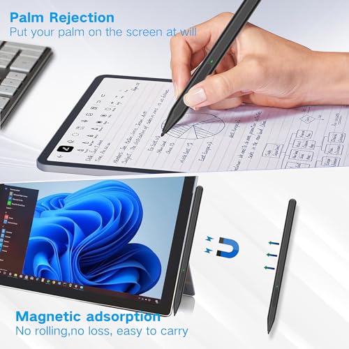 Milikilo Stylus Pen for Microsoft Surface F97, Compatible with Microsoft Surface Pro and Go Devices, 1024 Levels Pressure, Palm Rejection