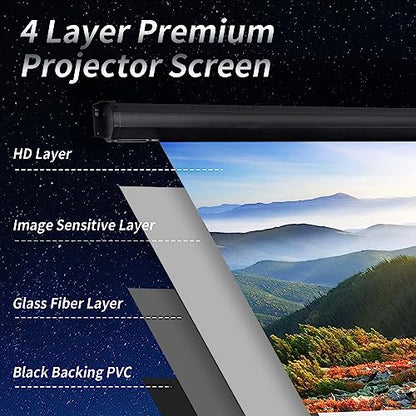 FRAYSCENT 150 Inch 150in(16:9)-Black Projector Screen Automatic Wall Mount Matte Composite