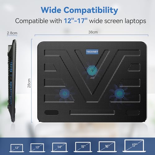 TECKNET 15" Laptop Cooling Pad FBA_841294 1200 RPM USB Powered Black