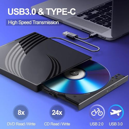 BPAKDU External Portable CD/DVD Drive Model B31-Y2 USB 3.0 Ultra Slim