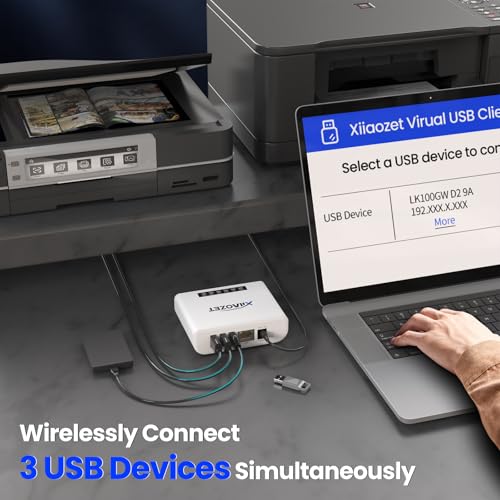 Xiiaozet 4.45 x 3.31 x 2.52 inches LK300EW Wireless USB Server Compatible with Windows Mac Linux Ethernet WiFi