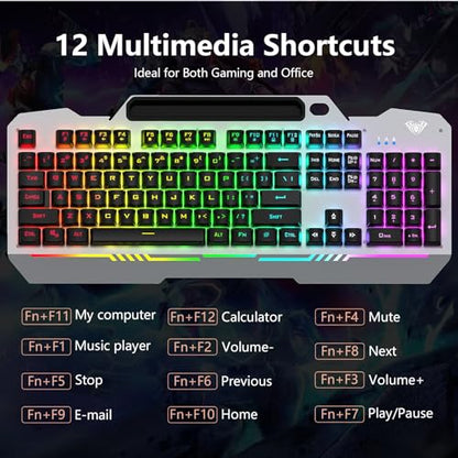 AULA 17.5" T102 Wired Membrane Keyboard and Mouse Combo USB-A QWERTY Compatible with Windows and MacOS