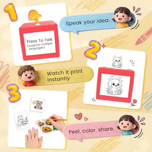 Leapom 2.24" Ai Sticker Printer Ai-sticker-printer-kid 203 DPI Black and White Thermal Printer