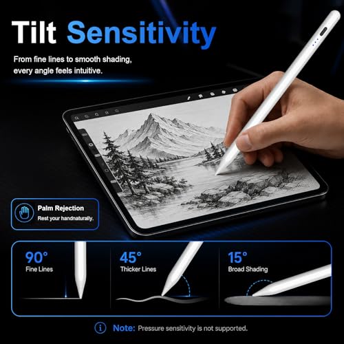 HATOKU 6.54in Stylus Pen ID732 Compatible with iPad Models 2018-2026, Fast Charging, Lithium Polymer Battery, Tilt Sensitivity, Palm Rejection, Magnetic Design