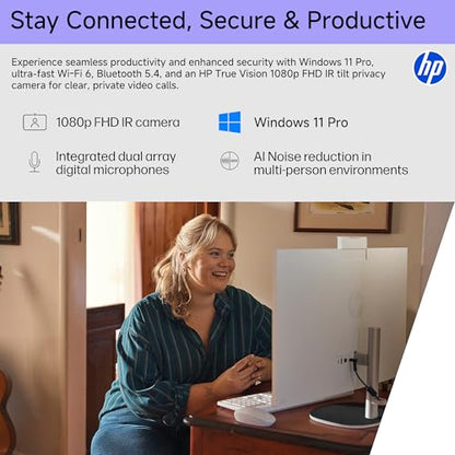 HP 27" All-in-One Touchscreen Desktop PC, Windows 11 Pro, 1920 x 1080, 8-Core AMD Ryzen AI 7 350, 32GB DDR5, 2TB SSD, AMD Radeon 860M, BT5.4, Wi-Fi 6