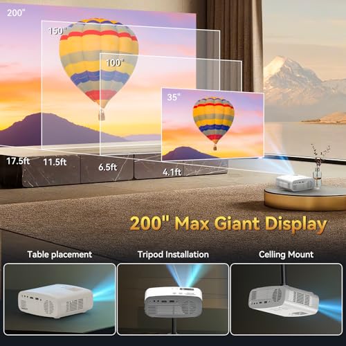 Pericat 6.7" x 5.5" PJ108 Portable Projector 1920x1080 LCD
