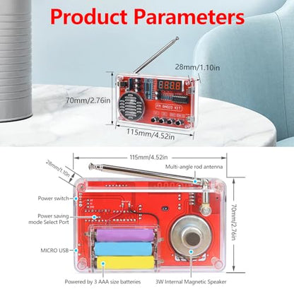 Diymore 4.5" x 2.8" x 3.5" FM Radio Kit, Model FM Radio Kit, Educational Electronics Project, Battery Powered, Mono Audio Output