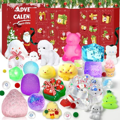 Muxiziu Christmas Countdown Calendar 2025 24 Surprise Toys Non-Repeating Squishies