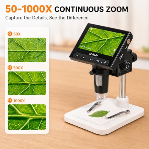 Elikliv 4.3 Inch EDM4 LCD Digital Microscope 720P 1000x LED Coin Magnifier