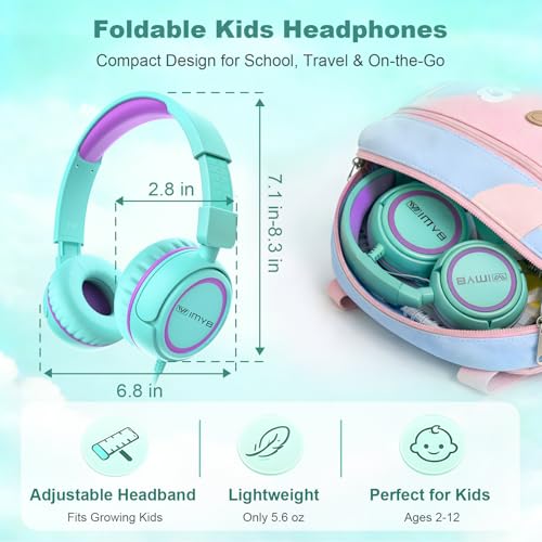 IMYB Kids Headphones V1, On-Ear Headphone, 85dB Volume Limiting, Green, 3.5mm Jack