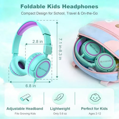 IMYB Kids Headphones V1, On-Ear Headphone, 85dB Volume Limiting, Green, 3.5mm Jack