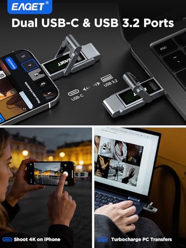 EAGET 512GB SU52 USB 3.2 Gen 1 Dual-Port External Solid State Drive