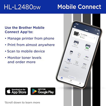 Brother HL-L2480DW Laser Multifunction Printer Monochrome 1200 x 1200 DPI