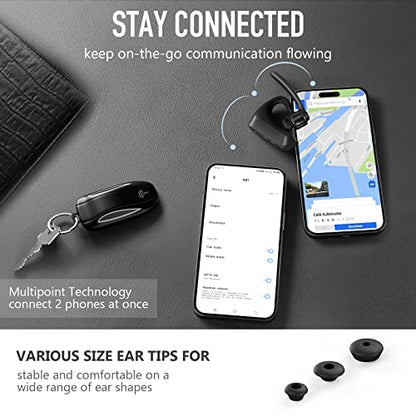 Conambo Bluetooth Headset K21 V5.1, Single Ear Wireless Earpiece with Dual Microphone Noise Cancellation, 16 Hours Talk Time, Compatible with iOS and Android