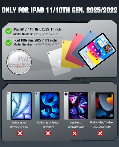 MoKo iPad Case for 11th Generation 2025 (Model: A3354/A3355/A3356) & 10th Generation 2022 (Model: A2696/A2757/A2777) Heavy Duty Shockproof Cover with Screen Protector