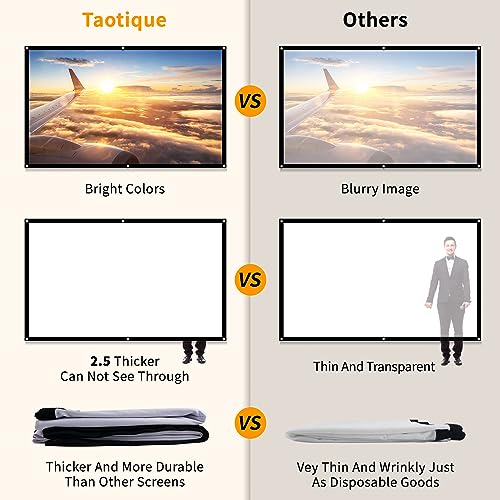Taotique 72 inch Projector Screen 16:9 HD Portable Double-Sided Polyester Fabric