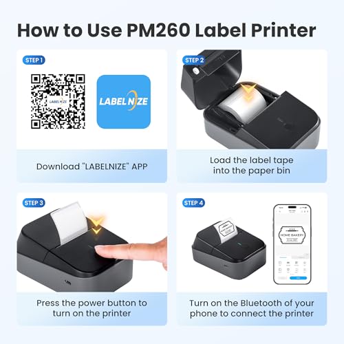 ETIKEZ 2 Inch PM260 203 x 203 dpi Thermal Label Maker - Print Only - Single Tray