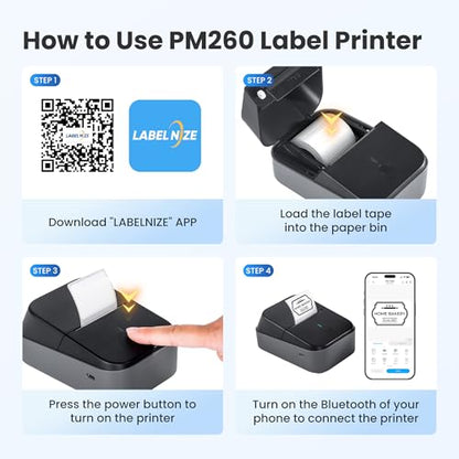 ETIKEZ 2 Inch PM260 203 x 203 dpi Thermal Label Maker - Print Only - Single Tray
