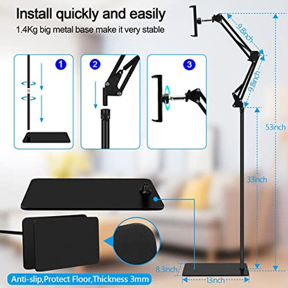 SAMHOUSING Tablet Floor Stand 8.3x13x53 inches LD-1109 360-Degree Rotation Adjustable Metal Holder