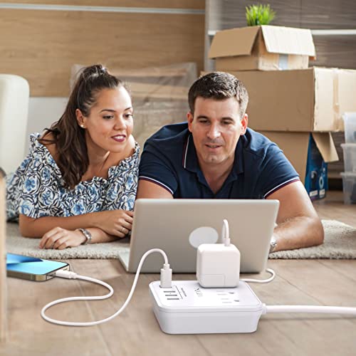 NUOZHI 6 Ft Power Strip Model ZN-703 with 3 AC Outlets and 4 USB Ports