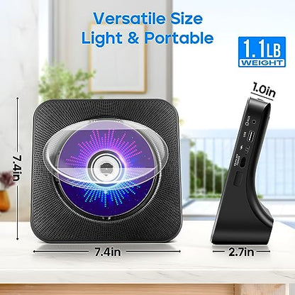 ROADOM 7.4" RCD-608 Portable CD Player 2 Channel Multi-Function Audio Device