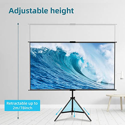 lejiada 60IN Tripod Mount Projection Screen 160 Degree Viewing Angle 2kg PVC Enclosure