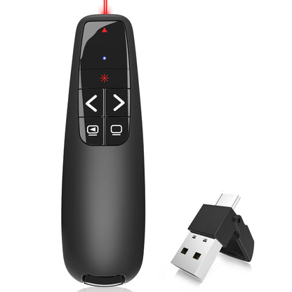 VILNIU WP37-R Wireless Presentation Clicker - Ergonomic Remote Control for PPT Presentations