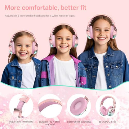 QearFun PX2782 Kids Bluetooth Headphones 3.5 mm Jack Wireless Bluetooth 5.3 30 Hours Battery Life