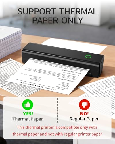 NDYIN 8.5 inch N80 203 dpi Portable Thermal Printer Monochrome