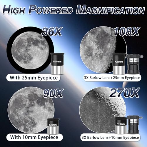Hawkko 90mm Telescope Model 100900-001 Altazimuth Mount Manual Focus Multi-Coated 270X