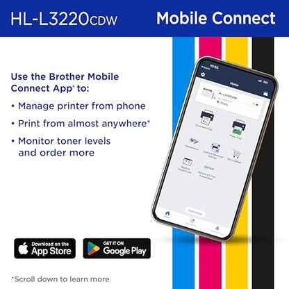 Brother HLL3220CDW Laser Printer 2400 x 600 dpi Network-Ready Color Compact