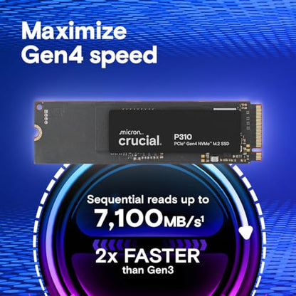 Crucial 1TB CT1000P310SSD801 SSD PCIe Gen4 NVMe M.2 2280 Up to 7100MB/s Read 6000MB/s Write