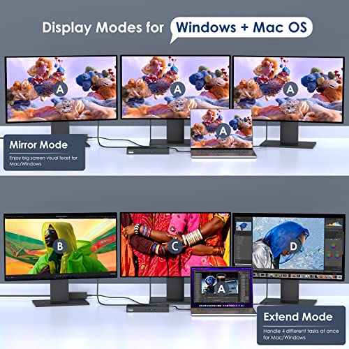 WAVLINK WL-UG69PD25PRO-US Triple Monitor Docking Station 4K@60Hz DisplayPort USB C