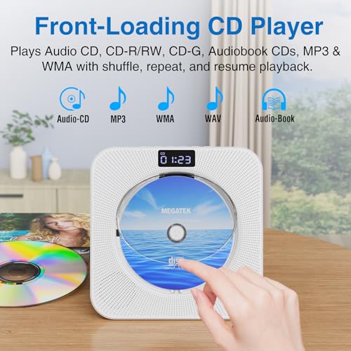 MEGATEK Portable CD Player CP28BR Auxiliary Bluetooth USB