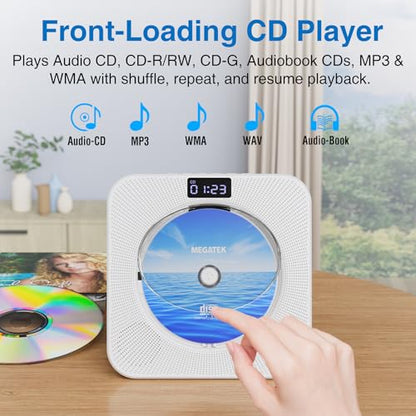 MEGATEK Portable CD Player CP28BR Auxiliary Bluetooth USB