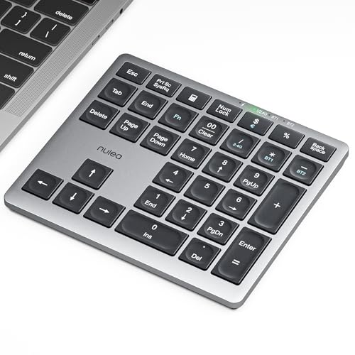 Nulea Portable Numeric Keyboard NUP34BT Bluetooth 5.0 Ergonomic USB-C Rechargeable QWERTY