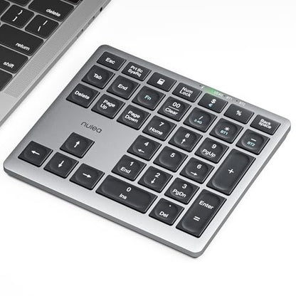 Nulea Portable Numeric Keyboard NUP34BT Bluetooth 5.0 Ergonomic USB-C Rechargeable QWERTY