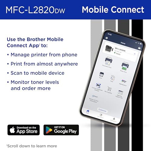 Brother MFC-L2820DW 1200 x 1200 Dots Per Inch Monochrome Multifunction Laser Printer