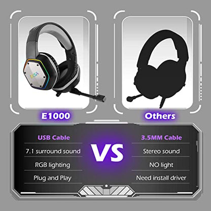 EKSA E1000 USB Wired Headset 50mm Dynamic Driver 20Hz - 20kHz Over Ear Headphones