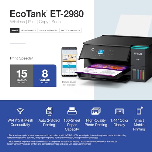 Epson EcoTank ET-2980 4800 x 1200 15 ppm Inkjet Printer