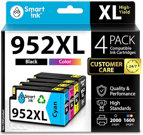 Smart Ink 952 952XL 4-Pack Inkjet Ink Water-Based Black/Cyan/Magenta/Yellow